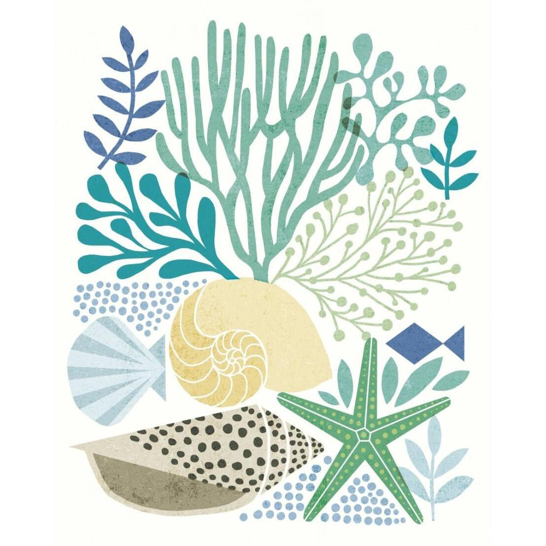 Under Sea Treasures V Sea Glass -Paper Art-22&quotx26"