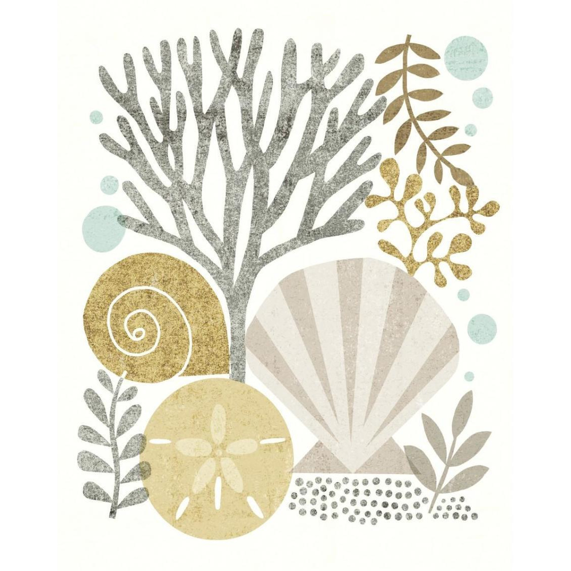 Under Sea Treasures V Gold Neutral -Paper Art-30&quotx37"