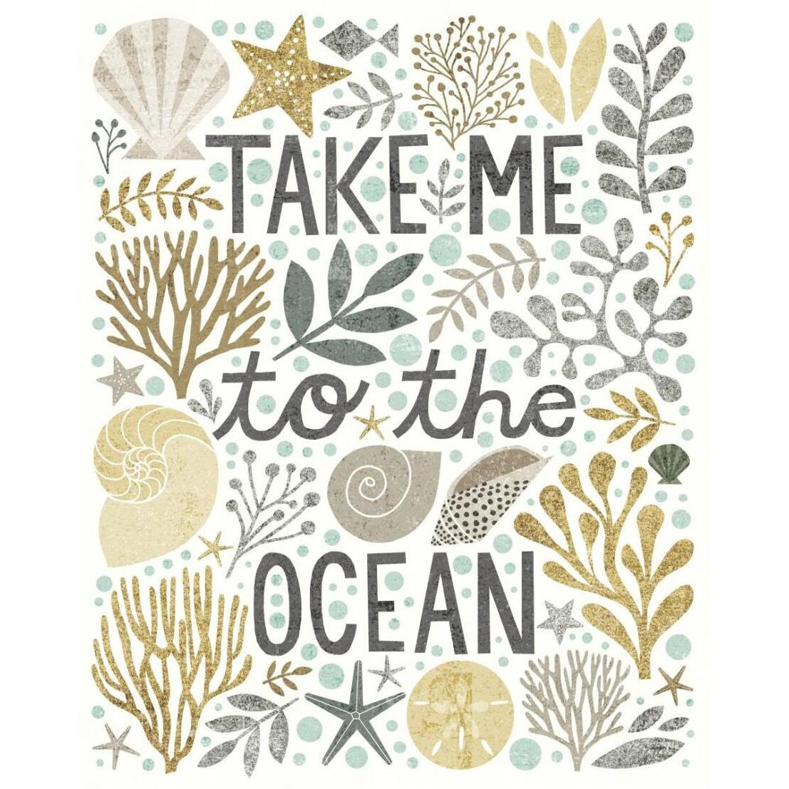 Under Sea Treasures IV Gold Neutral -Paper Art-22&quotx26"