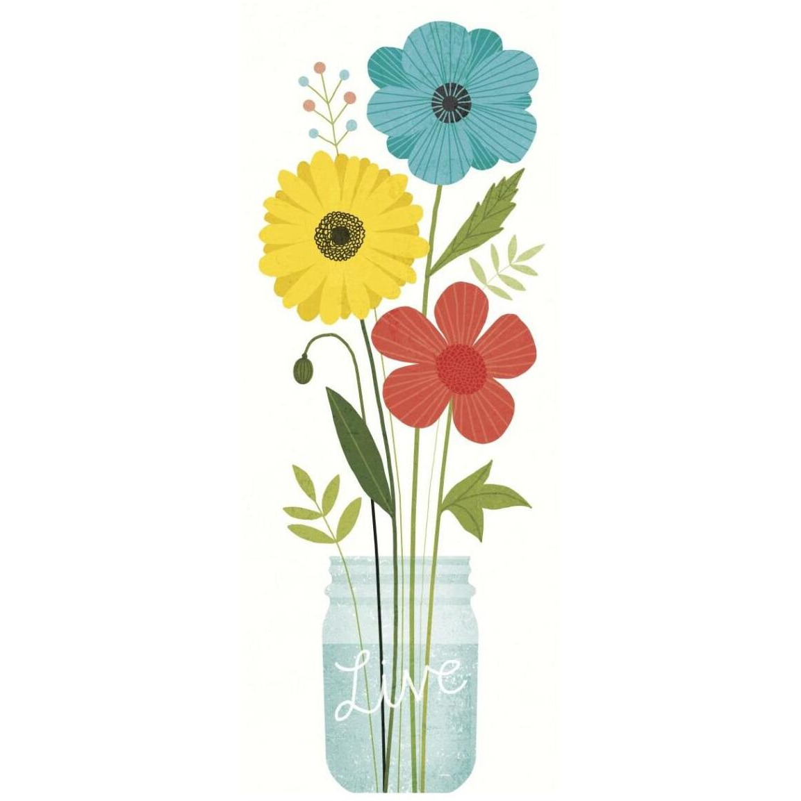 Seaside Bouquet V Mason Jar -Paper Art-18&quotx42"