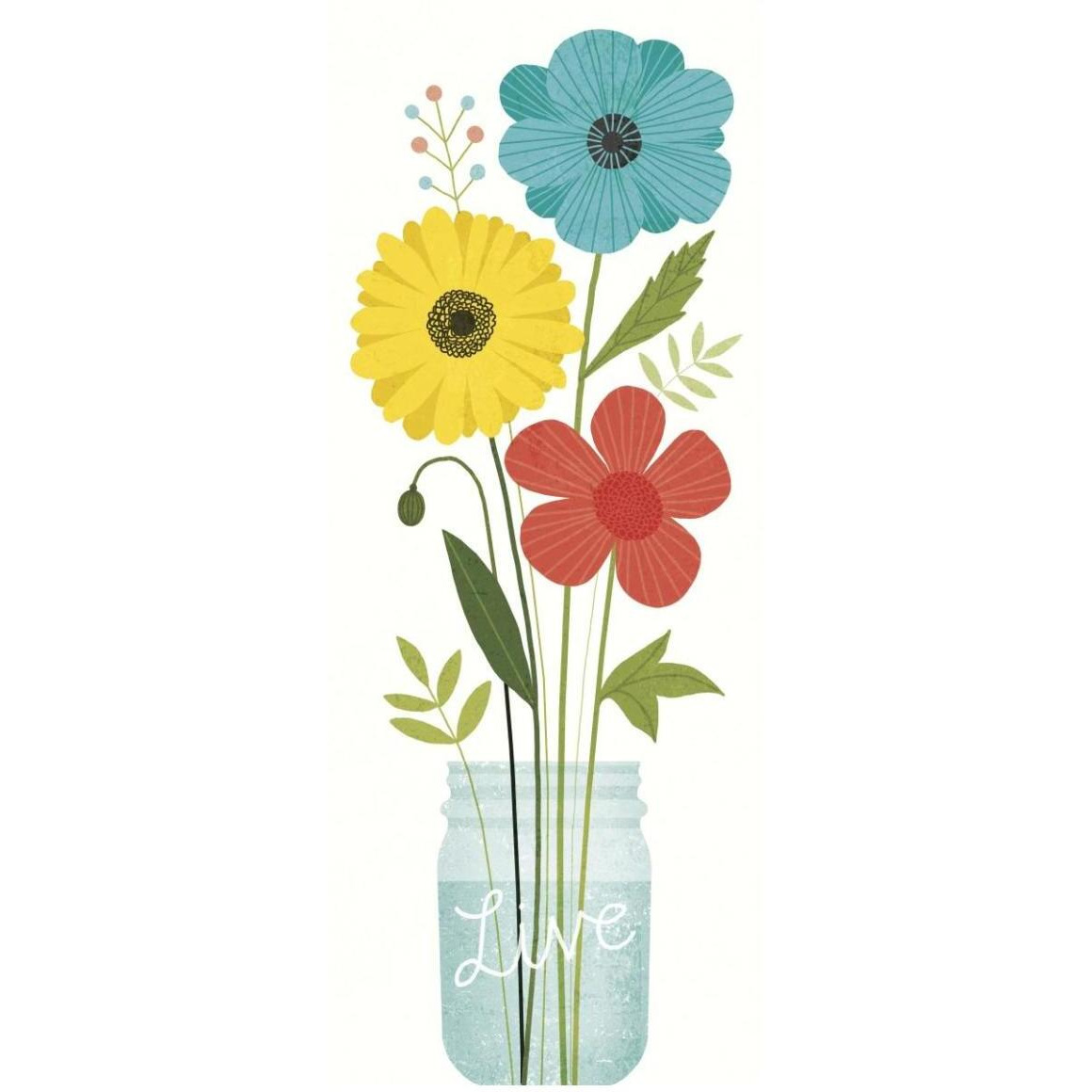 Seaside Bouquet V Mason Jar -Paper Art-22&quotx52"