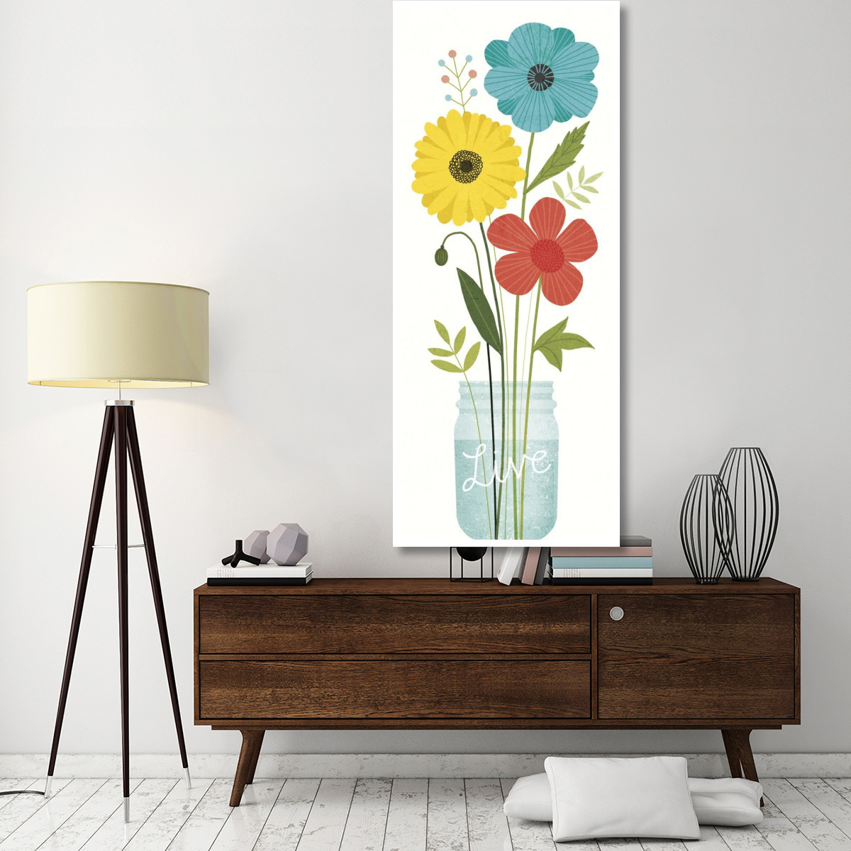 Seaside Bouquet V Mason Jar -Paper Art-32&quotx77"