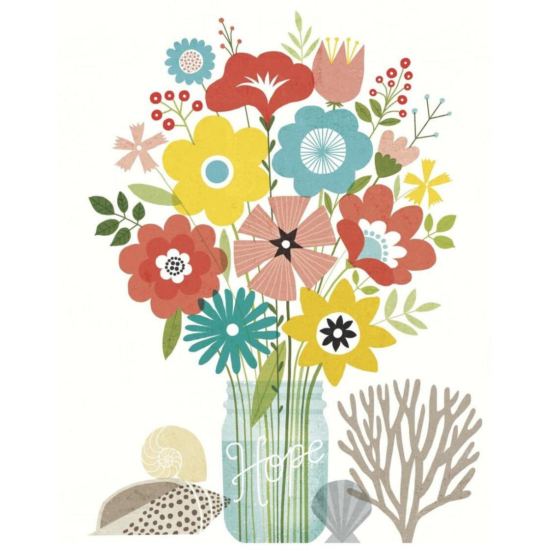 Seaside Bouquet IV Mason Jar -Paper Art-22&quotx26"