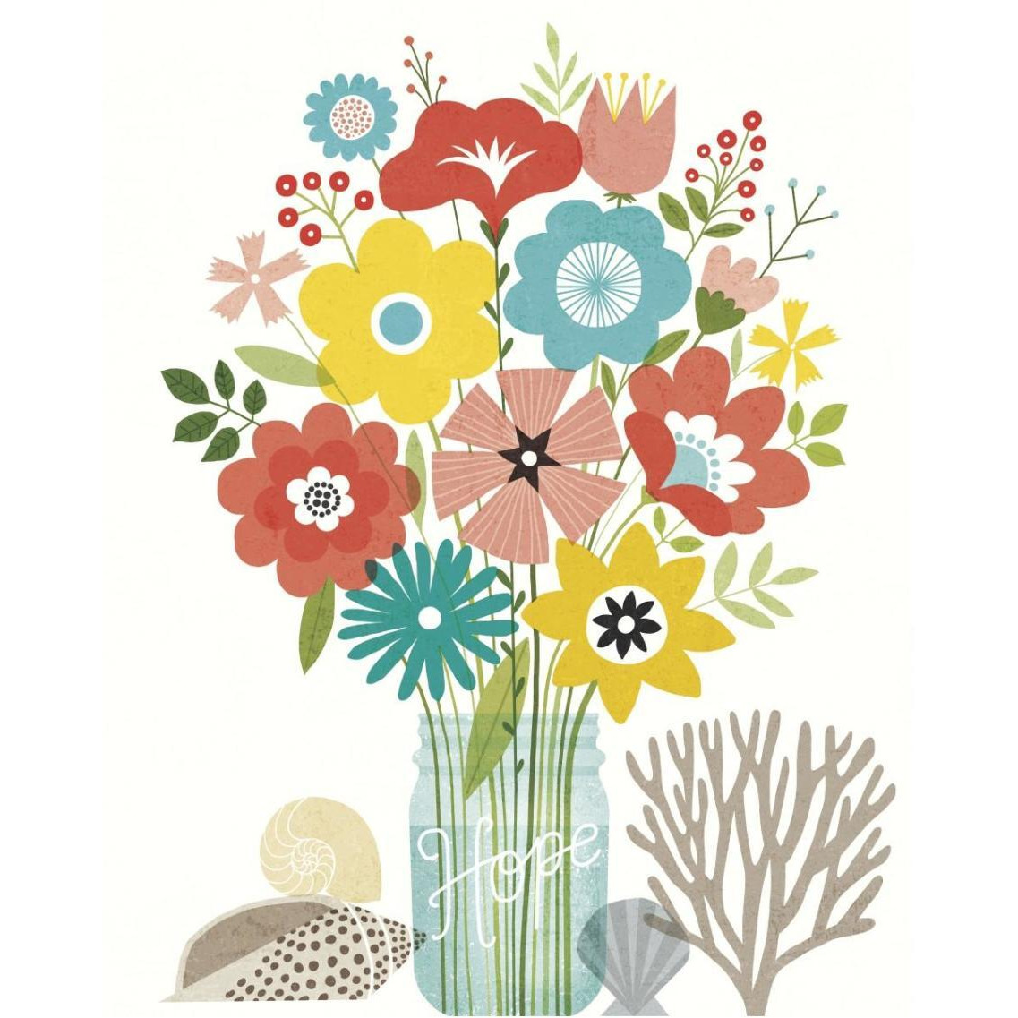 Seaside Bouquet IV Mason Jar -Paper Art-30&quotx37"