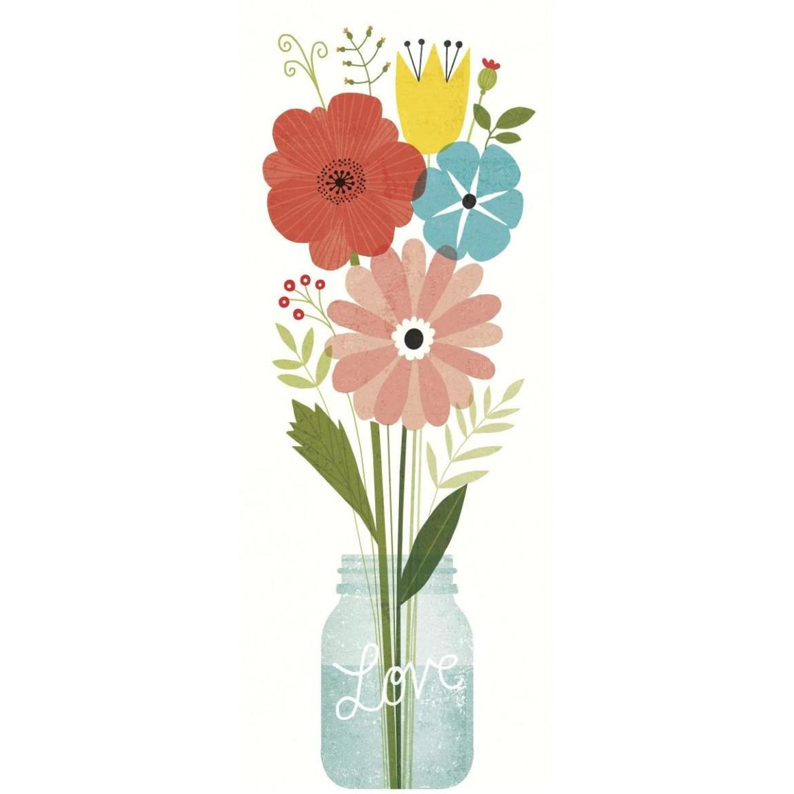Seaside Bouquet VI Mason Jar -Paper Art-22&quotx52"