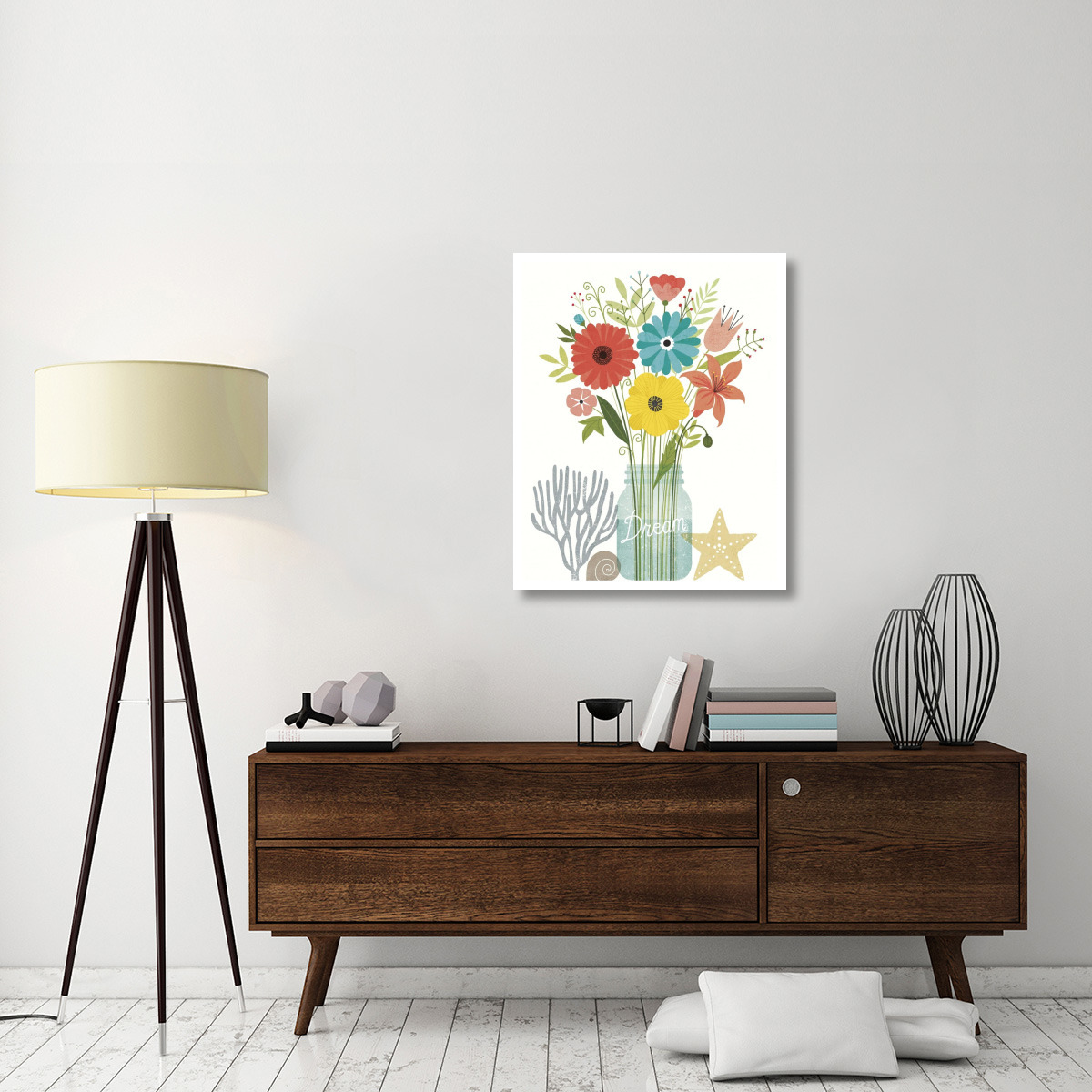 Seaside Bouquet III Mason Jar -Paper Art-30&quotx37"