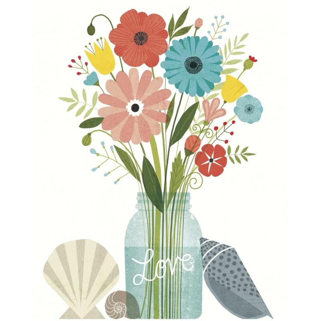Seaside Bouquet II Mason Jar -Paper Art-18&quotx22"