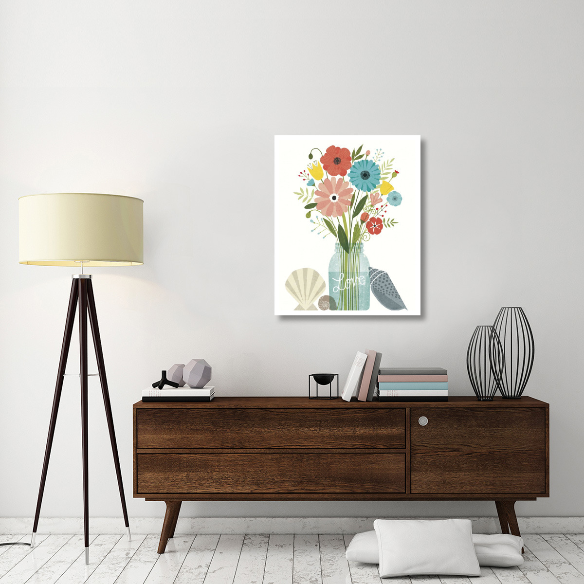 Seaside Bouquet II Mason Jar -Paper Art-30&quotx37"