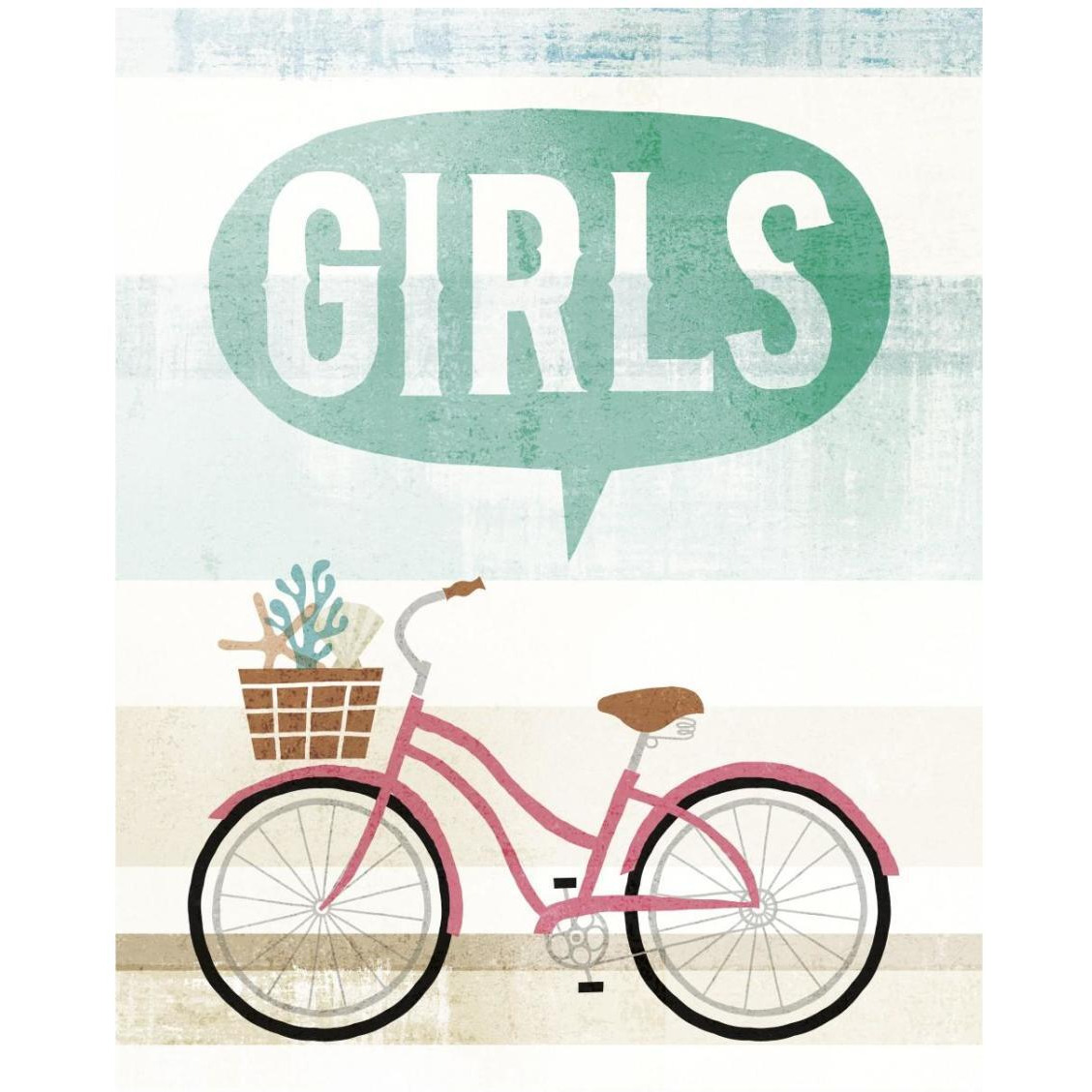 Beach Cruiser Girls II -Paper Art-24&quotx30"