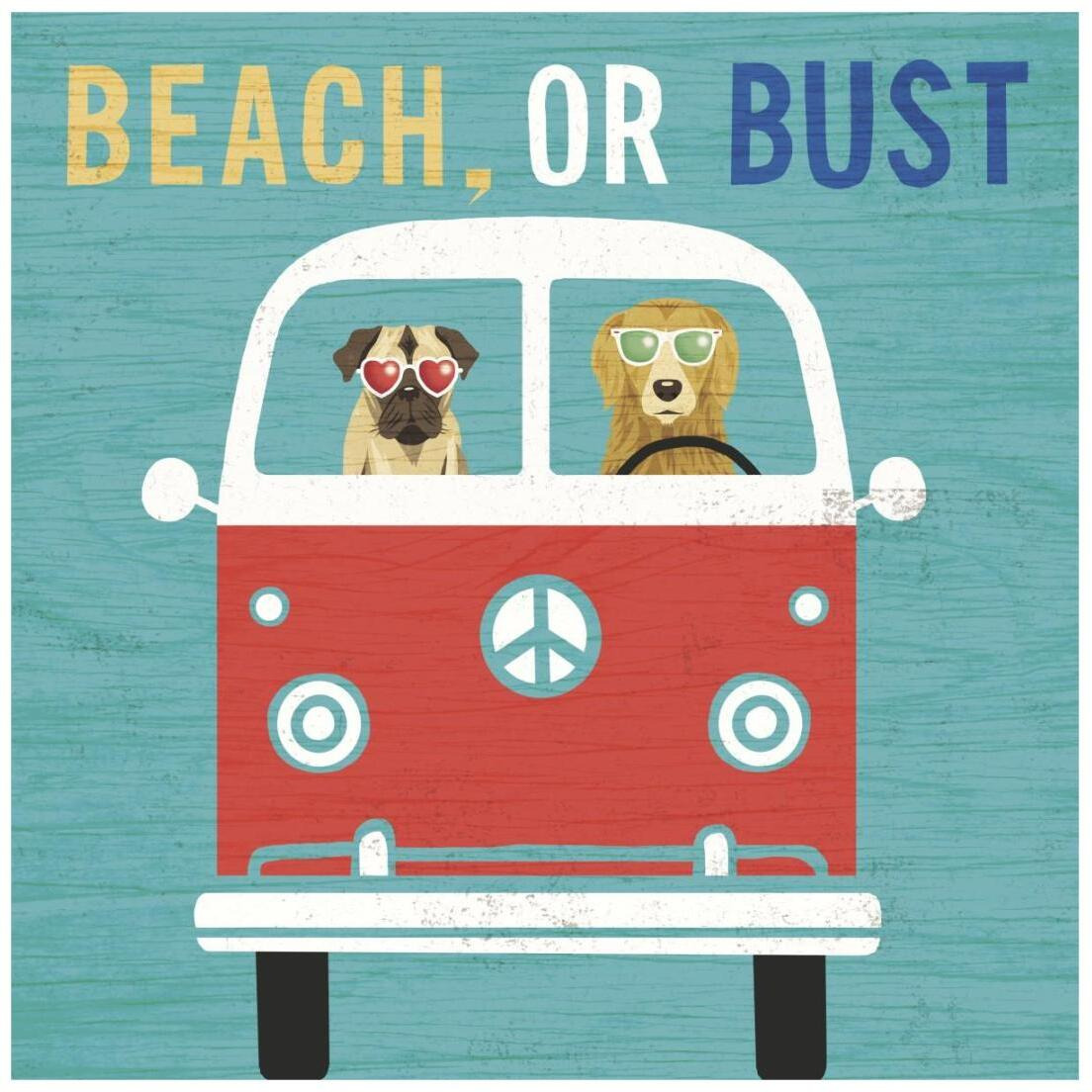 Beach Bums Bus -Paper Art-20&quotx20"