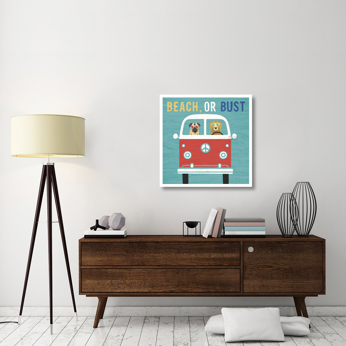 Beach Bums Bus -Paper Art-32&quotx32"