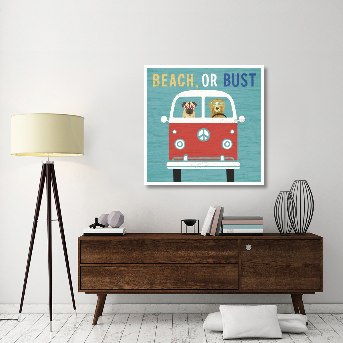 Beach Bums Bus -Paper Art-42&quotx42"