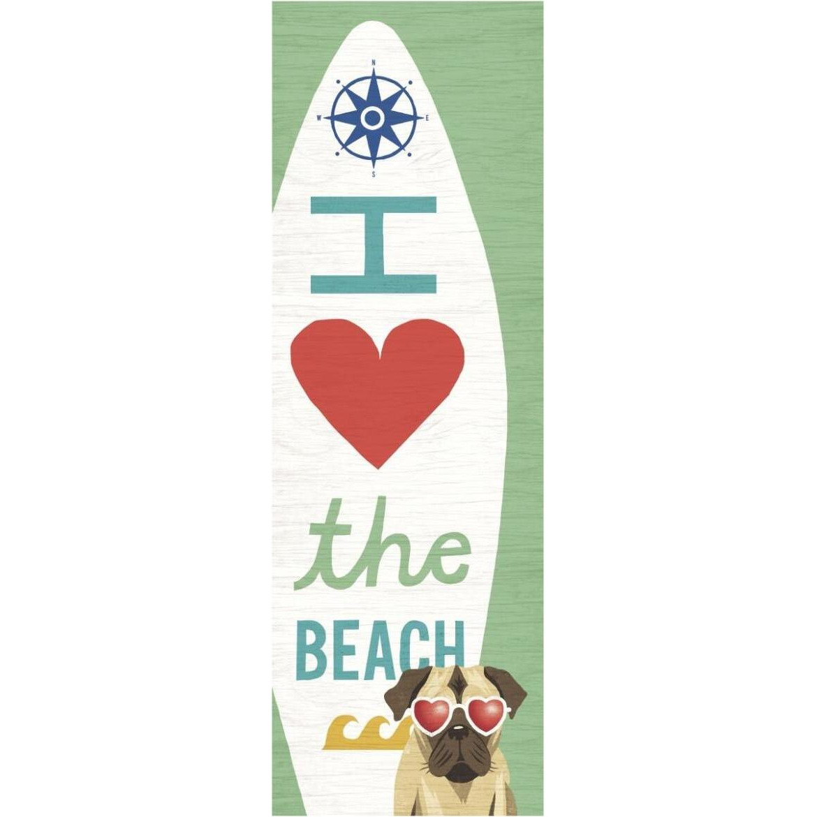 Beach Bums Pug Surf Board -Paper Art-26&quotx74"