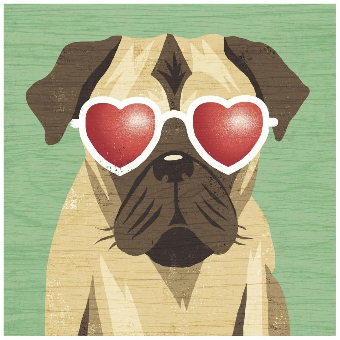 Beach Bums Pug I -Paper Art-26&quotx26"