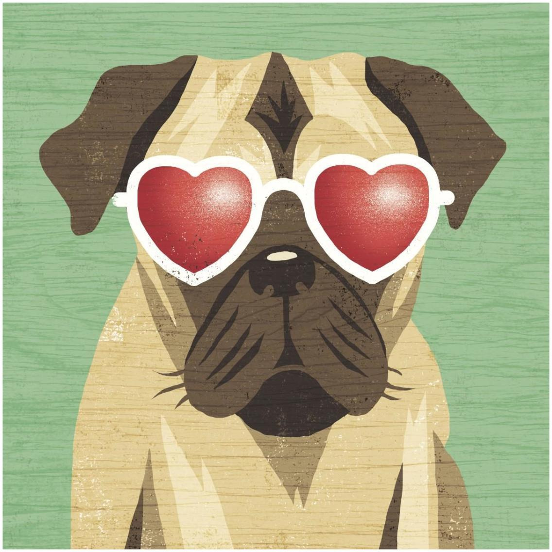 Beach Bums Pug I -Paper Art-32&quotx32"