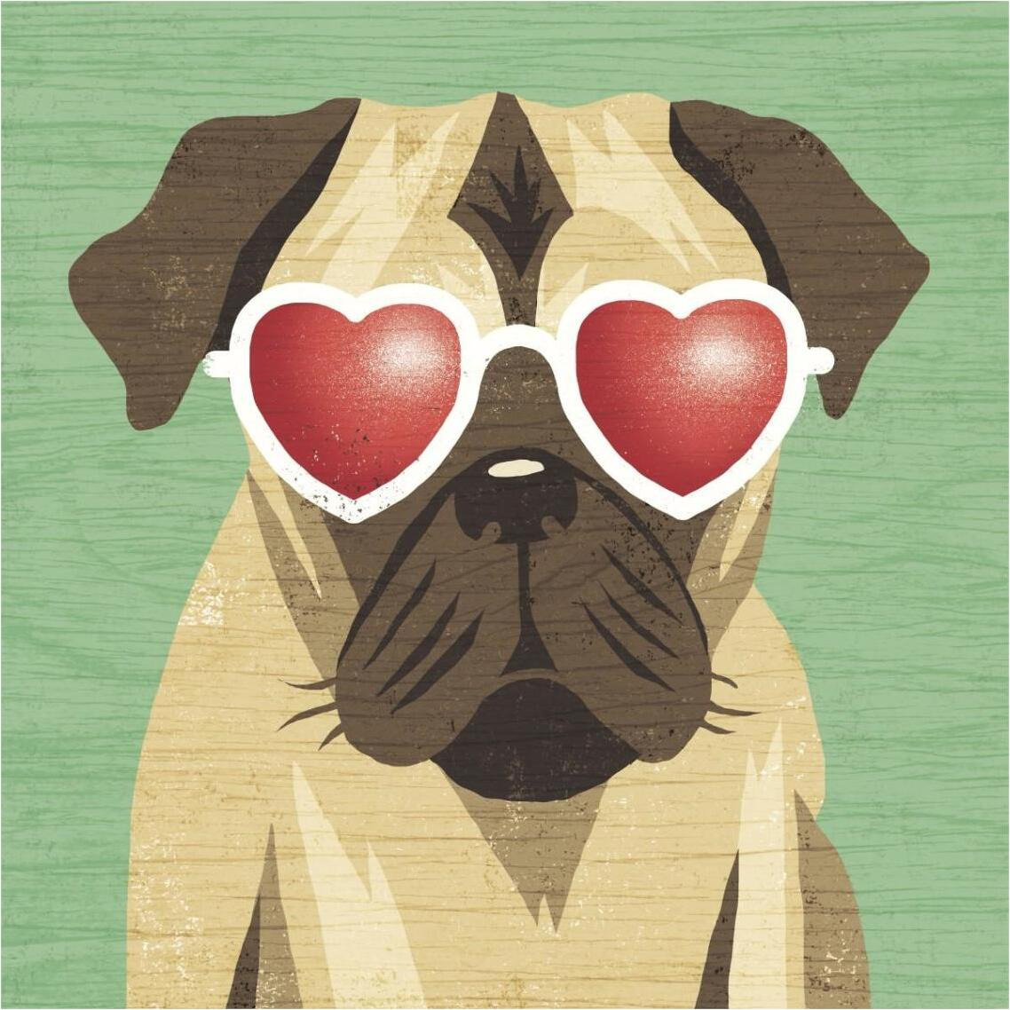 Beach Bums Pug I -Paper Art-38&quotx38"
