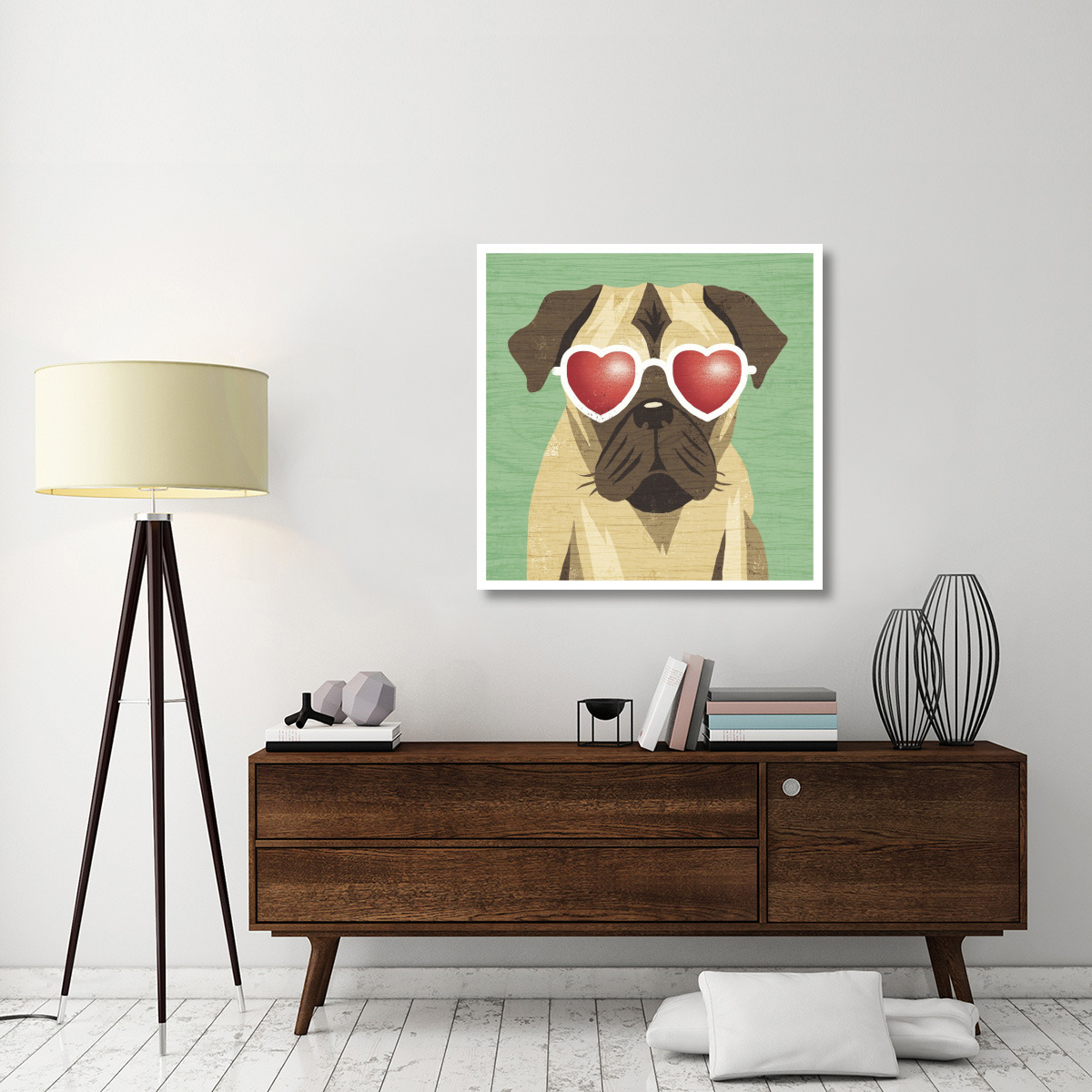 Beach Bums Pug I -Paper Art-38&quotx38"