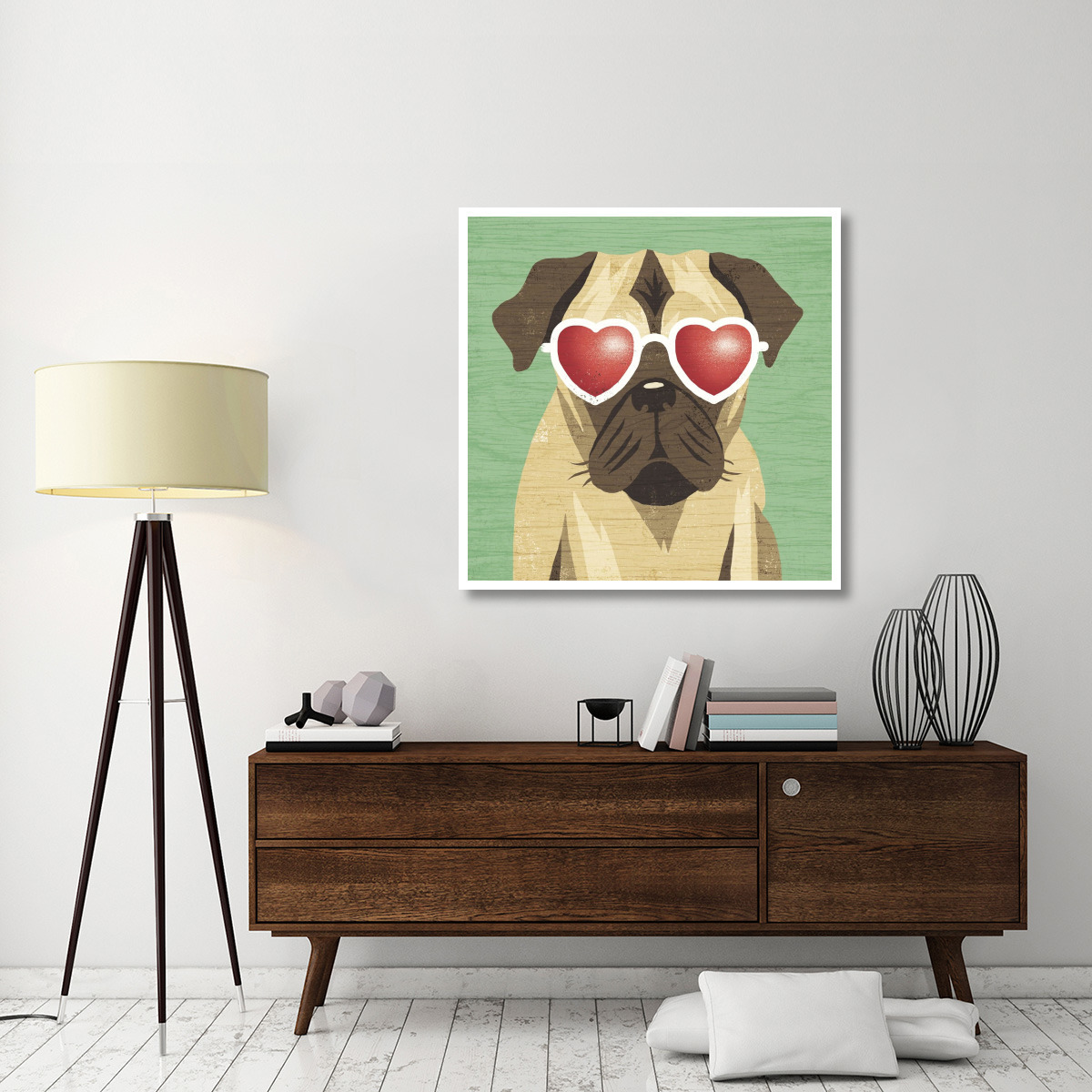 Beach Bums Pug I -Paper Art-42&quotx42"