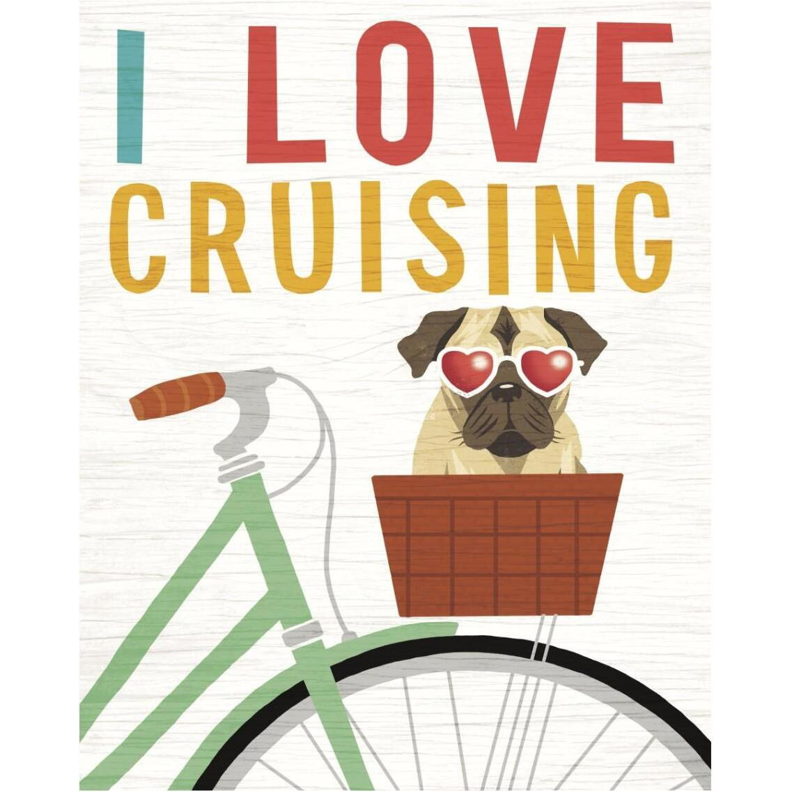 Beach Bums Pug Bicycle I Love -Paper Art-30&quotx37"