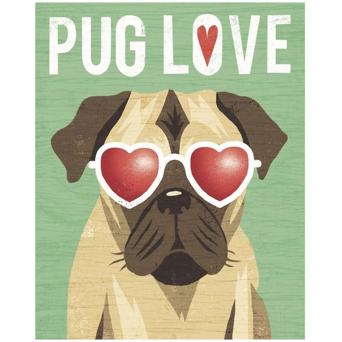 Beach Bums Pug I Love -Paper Art-24&quotx30"