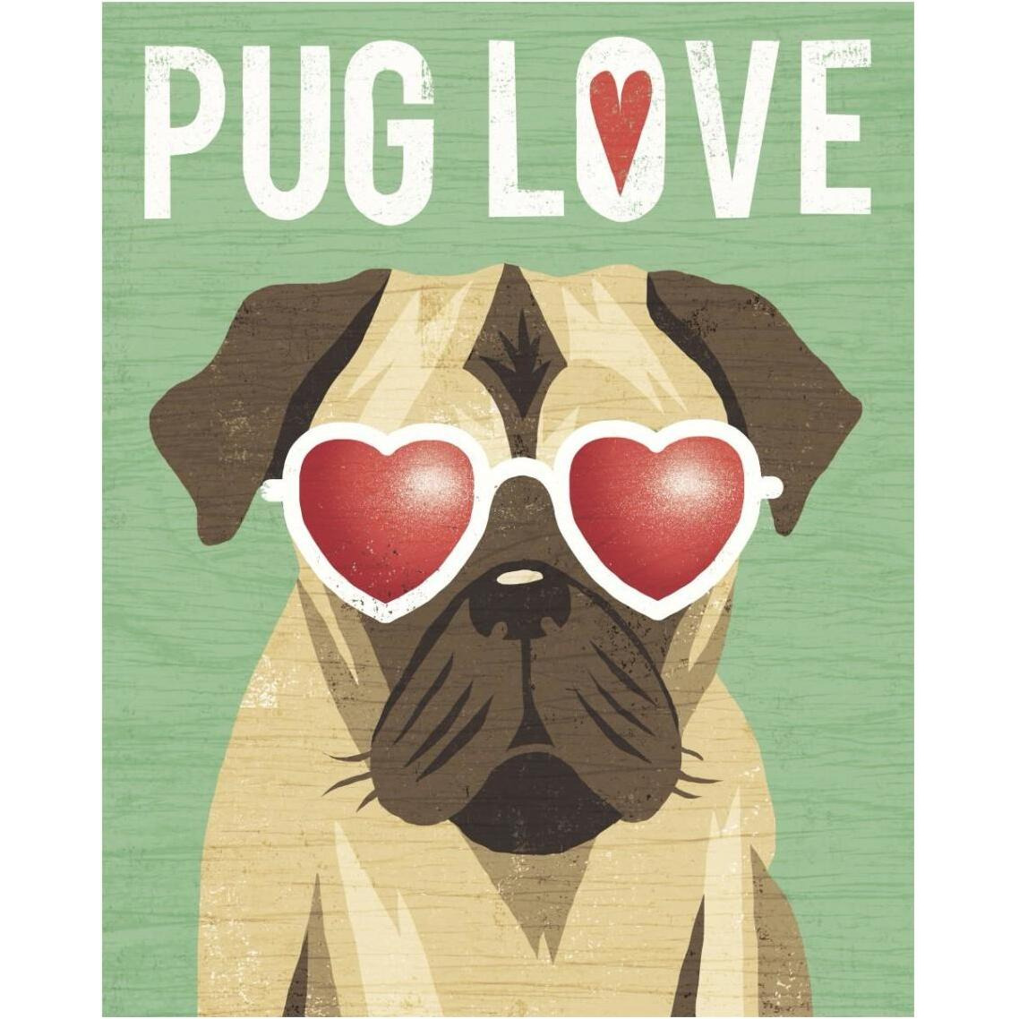 Beach Bums Pug I Love -Paper Art-30&quotx37"