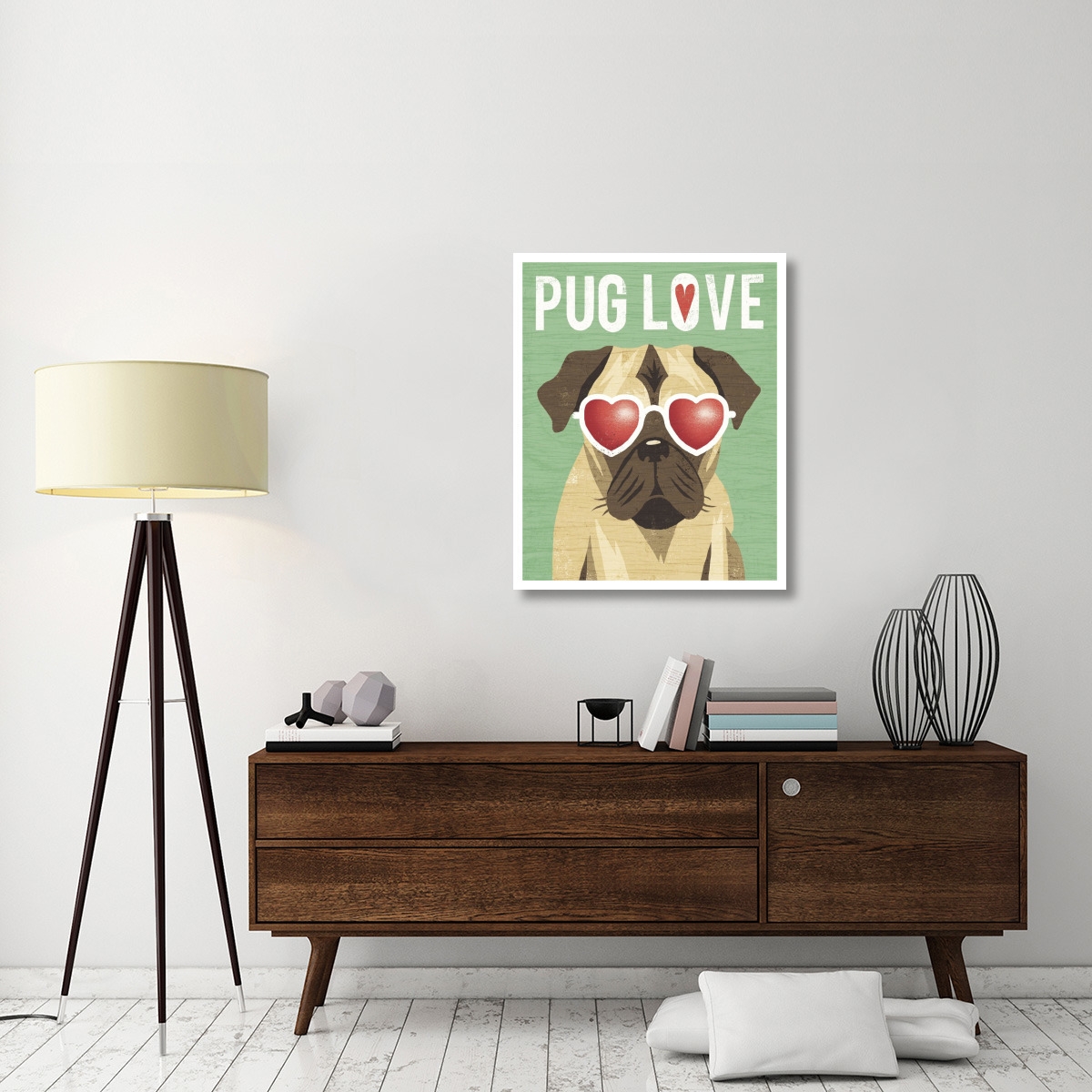 Beach Bums Pug I Love -Paper Art-30&quotx37"