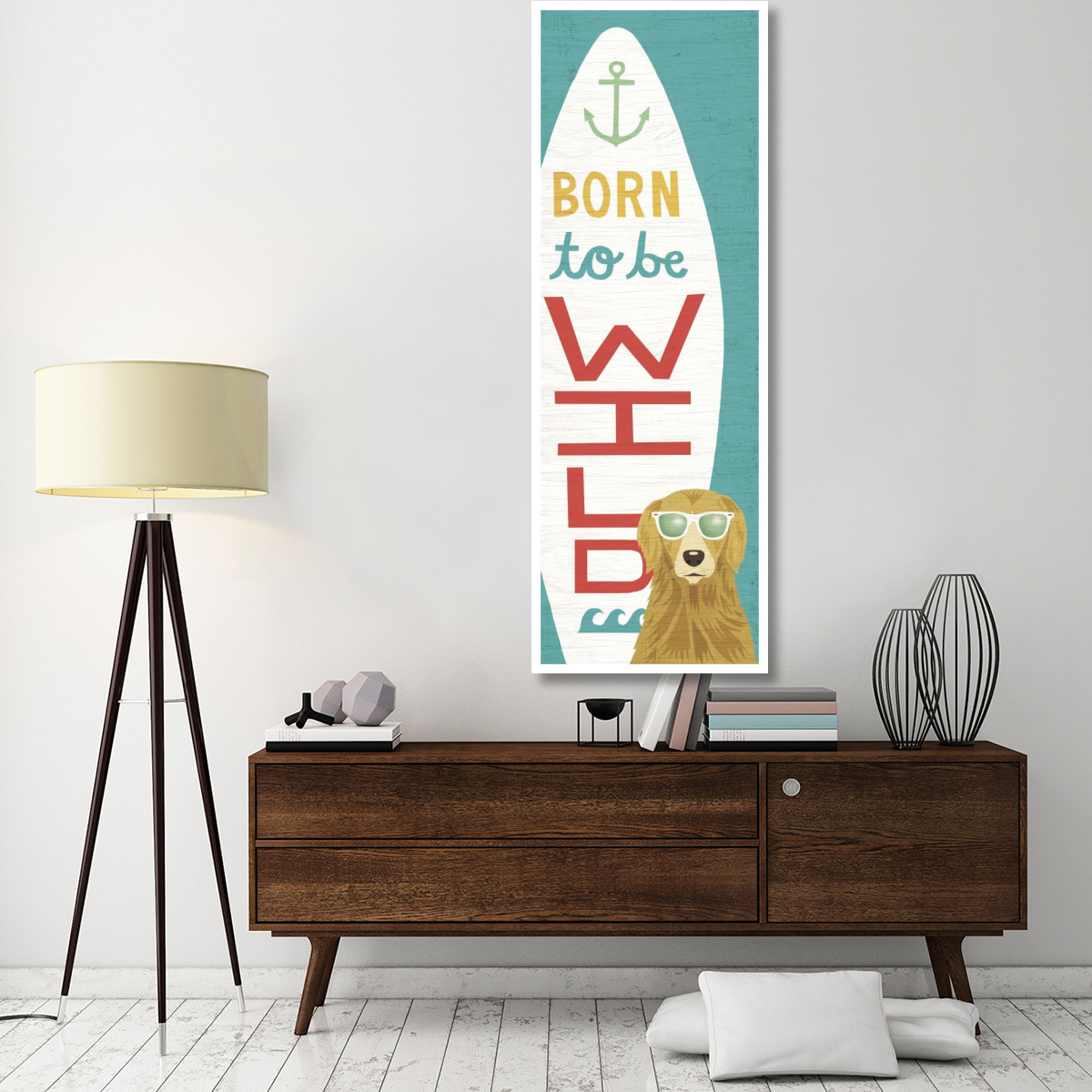 Beach Bums Golden Surf Board -Paper Art-26&quotx74"