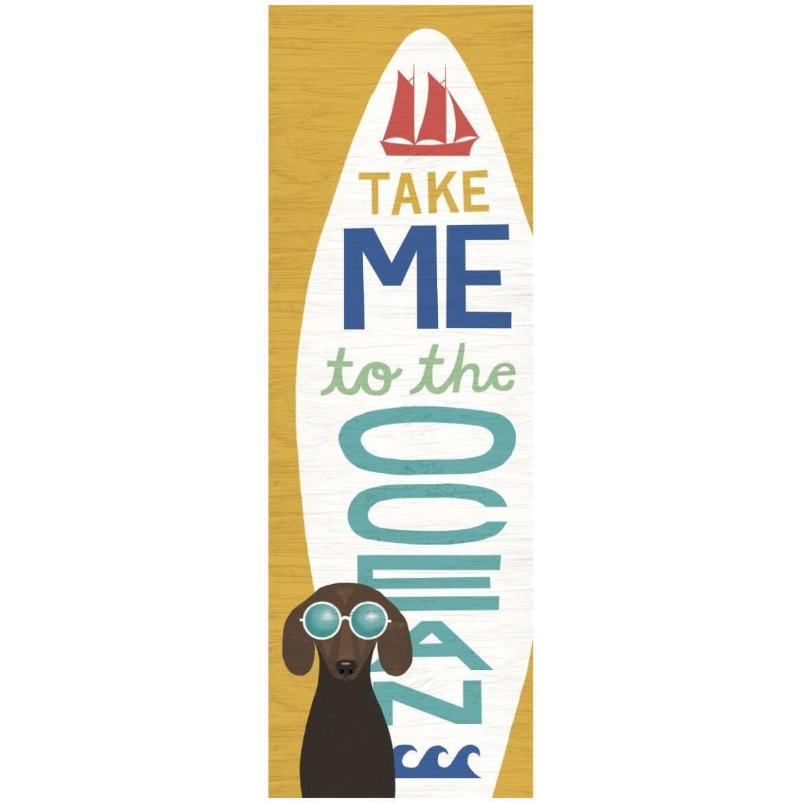Beach Bums Dachshund Surf Board -Paper Art-20&quotx56"