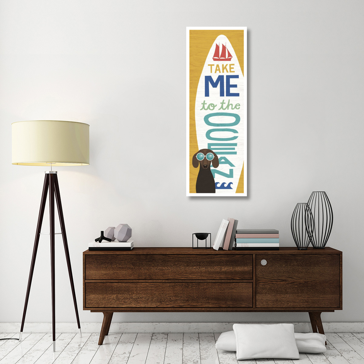 Beach Bums Dachshund Surf Board -Paper Art-20&quotx56"