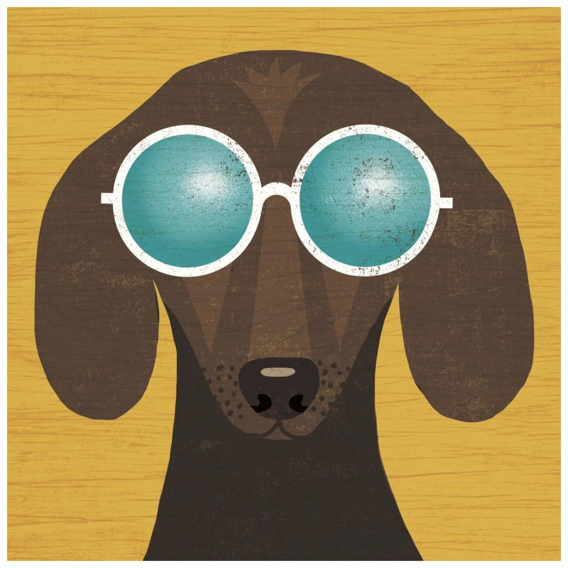 Beach Bums Dachshund I -Paper Art-26&quotx26"