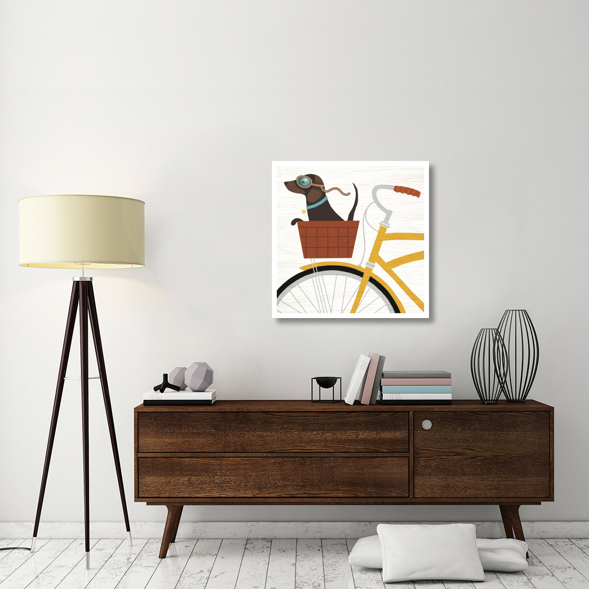 Beach Bums Dachshund Bicycle I -Paper Art-32&quotx32"