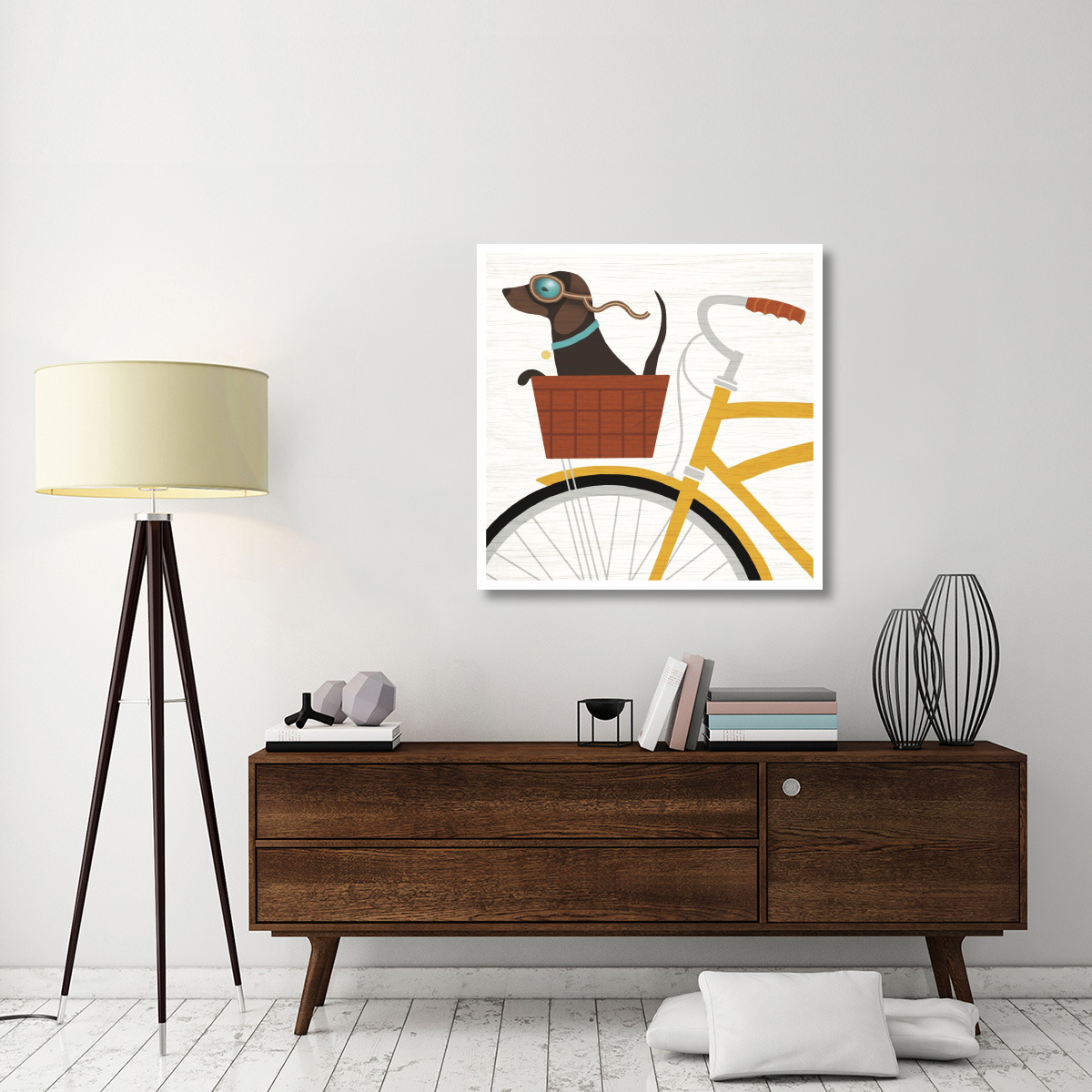Beach Bums Dachshund Bicycle I -Paper Art-38&quotx38"