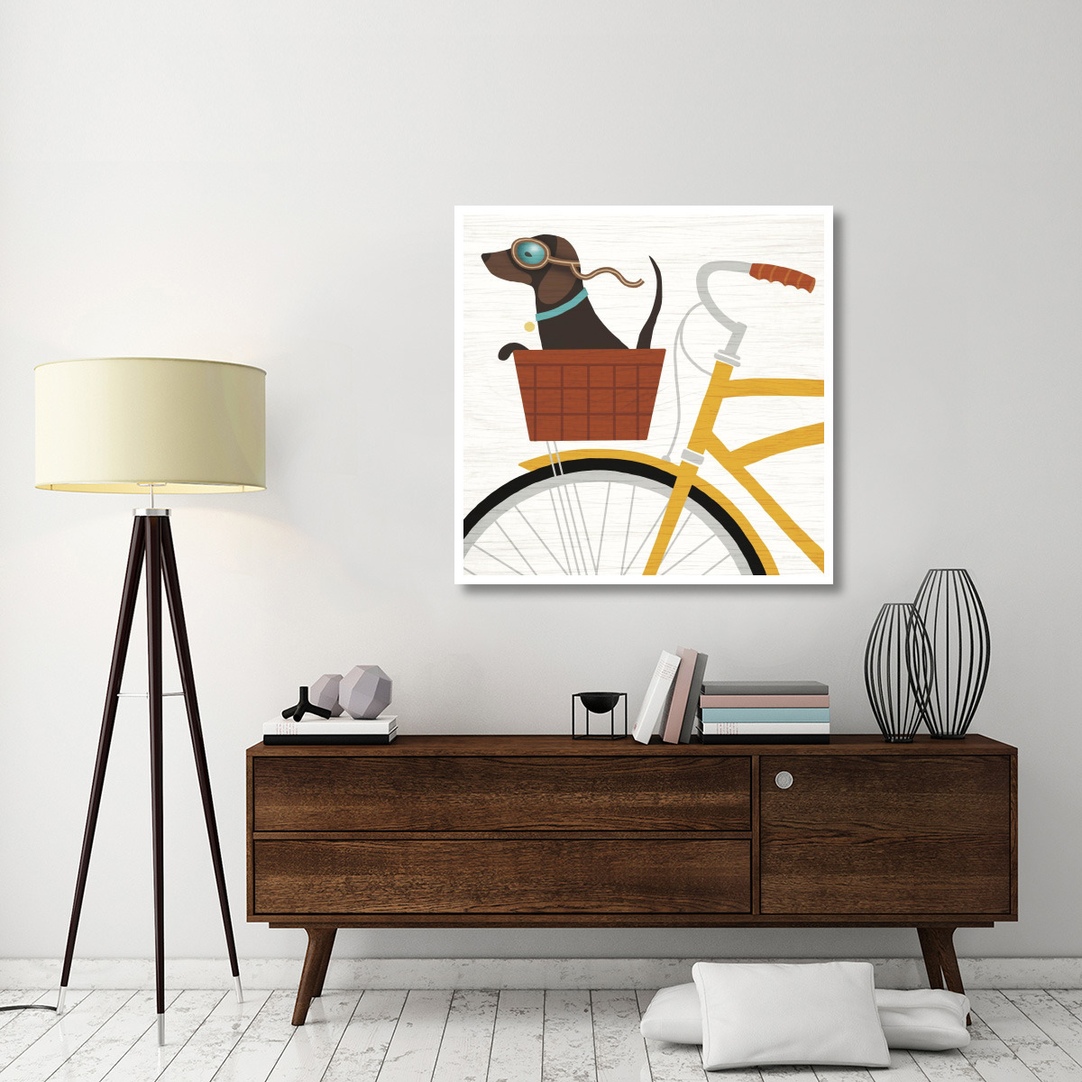 Beach Bums Dachshund Bicycle I -Paper Art-42&quotx42"