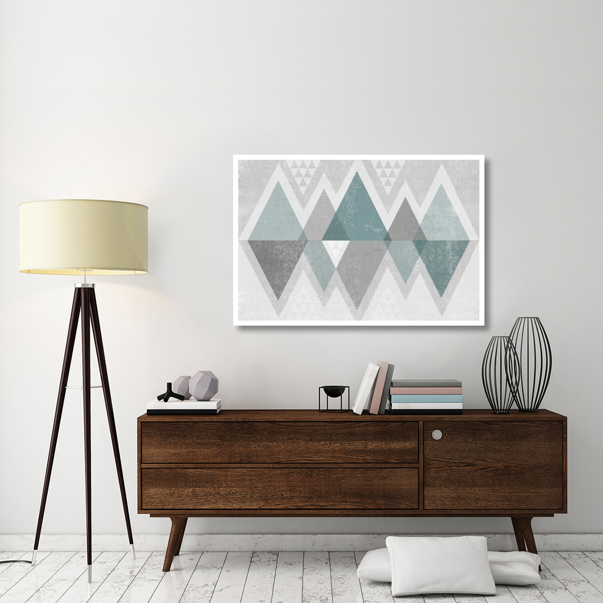 Mod Triangles II Grey -Paper Art-50&quotx34"