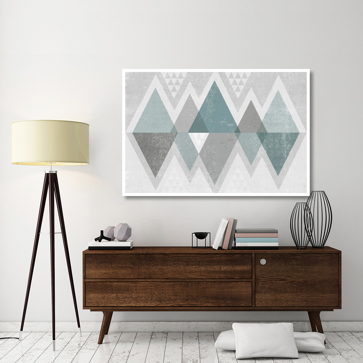 Mod Triangles II Grey -Paper Art-62&quotx42"