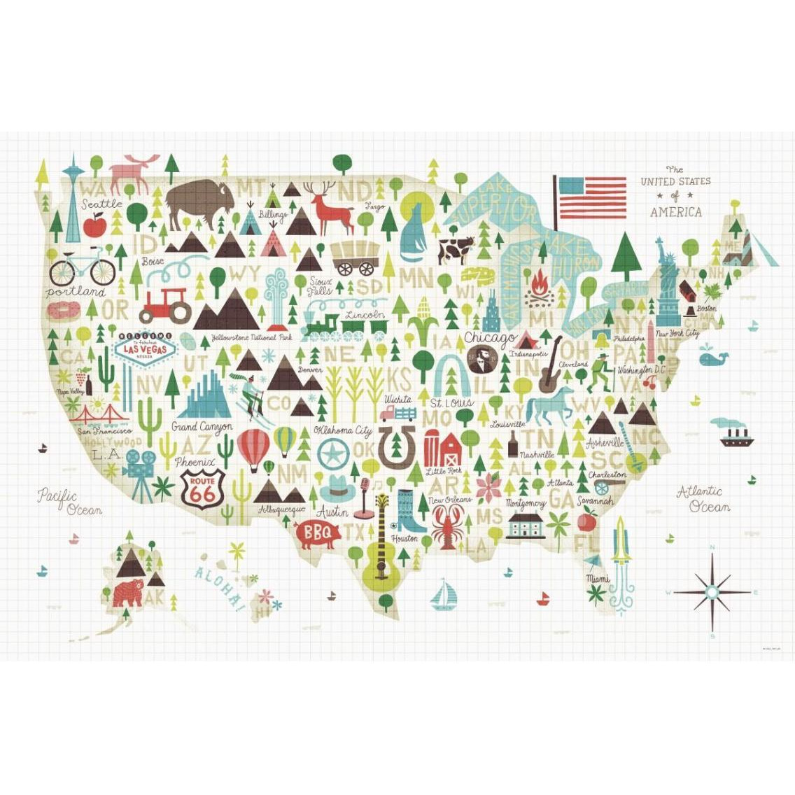 Illustrated USA -Paper Art-38&quotx26"