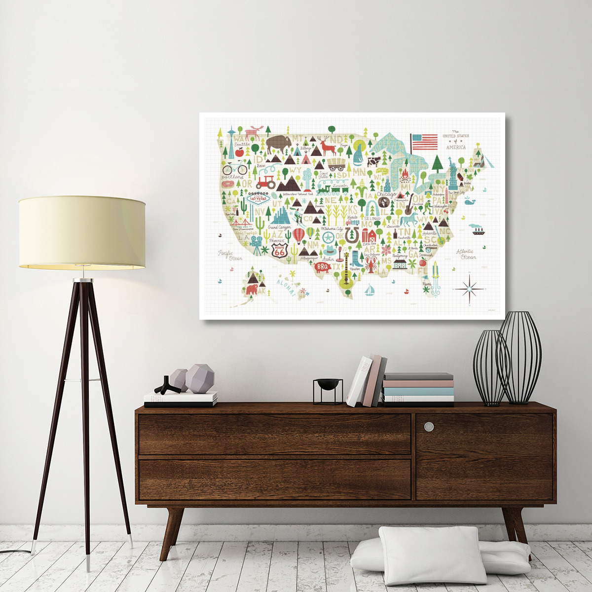 Illustrated USA -Paper Art-62&quotx42"