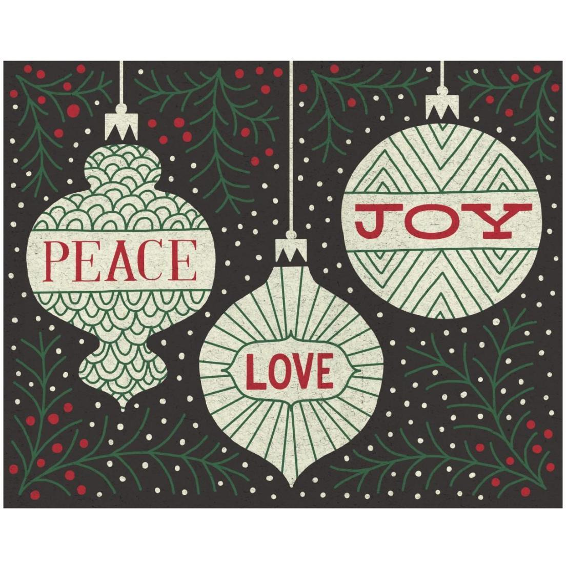 Jolly Holiday Ornaments Peace Love Joy -Paper Art-22&quotx18"
