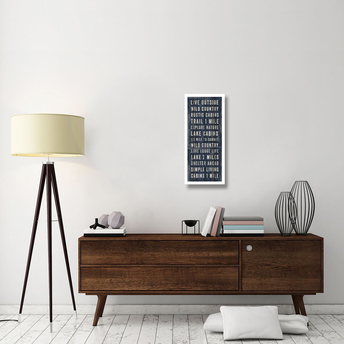 Simple Living Blue Panel I -Paper Art-14&quotx32"