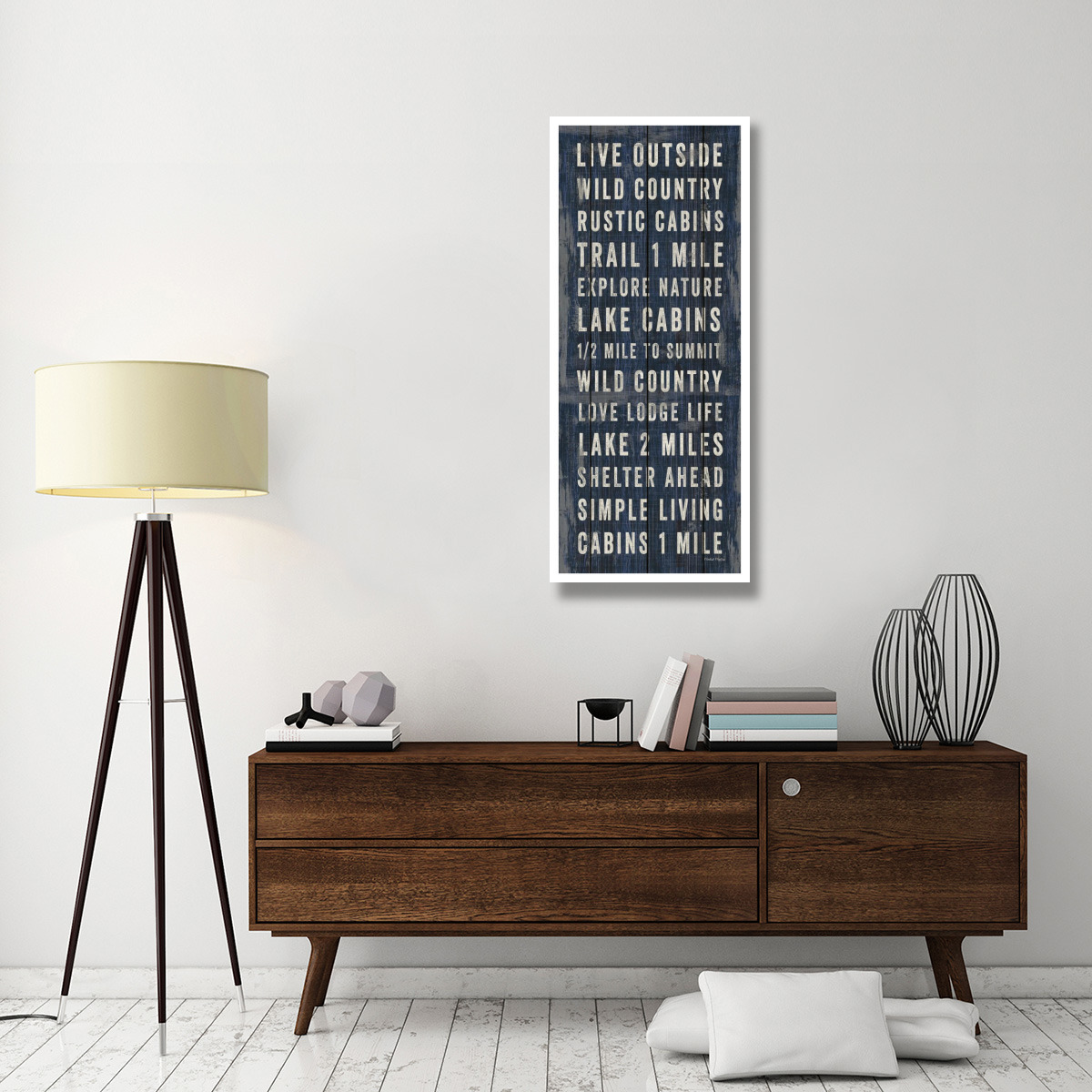 Simple Living Blue Panel I -Paper Art-22&quotx52"