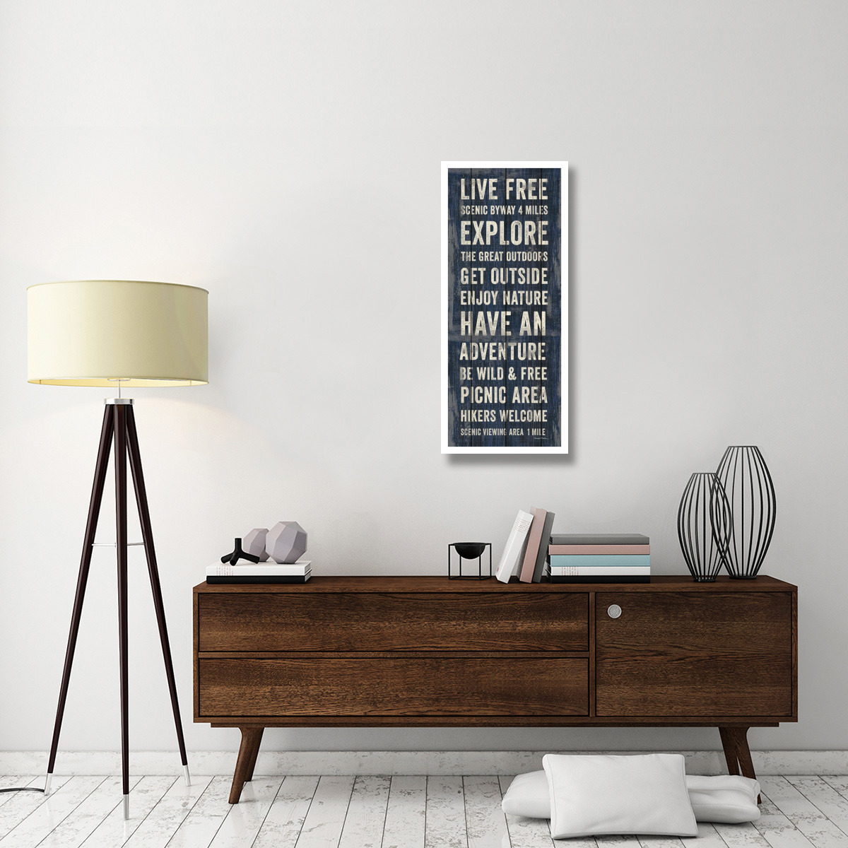 Simple Living Blue Panel II -Paper Art-18&quotx42"