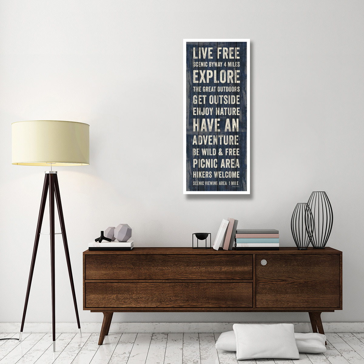 Simple Living Blue Panel II -Paper Art-22&quotx52"