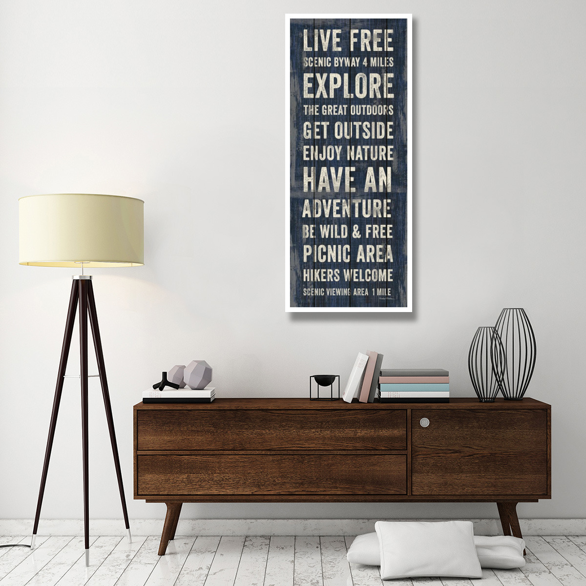 Simple Living Blue Panel II -Paper Art-26&quotx62"