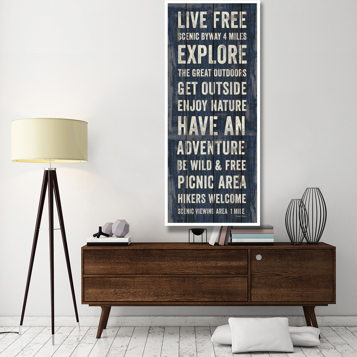 Simple Living Blue Panel II -Paper Art-32&quotx77"