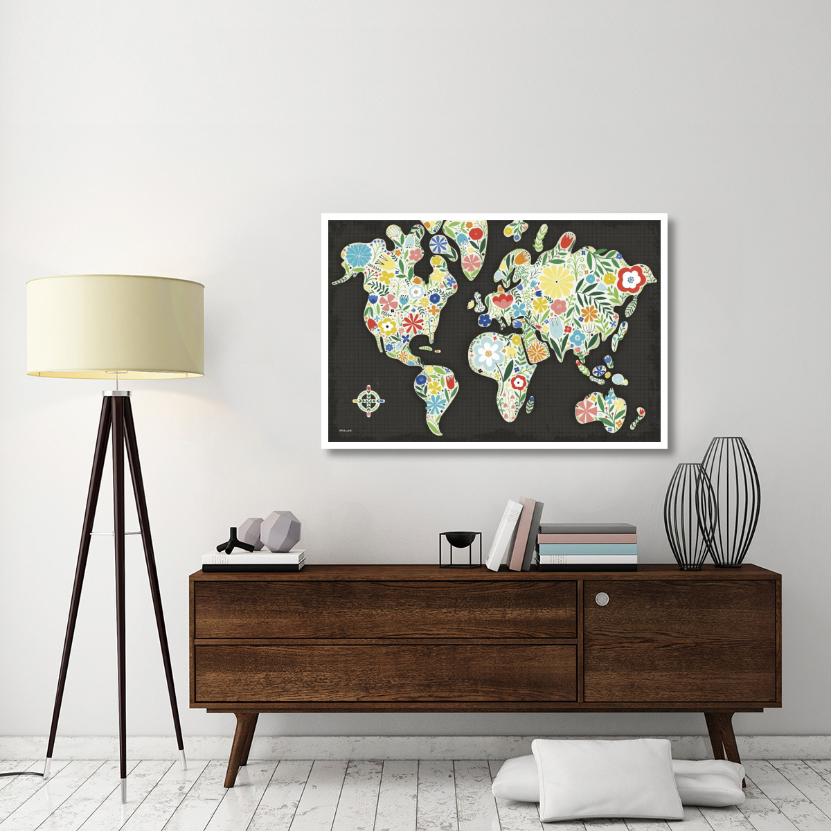 Floral World Black -Paper Art-50&quotx34"