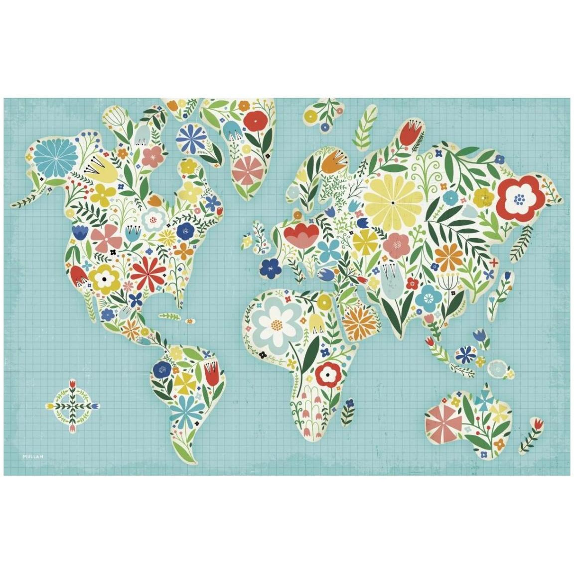 Floral World Blue -Paper Art-20&quotx14"