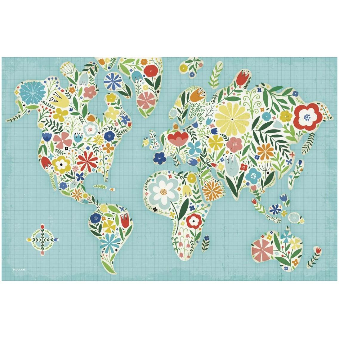Floral World Blue -Paper Art-32&quotx22"