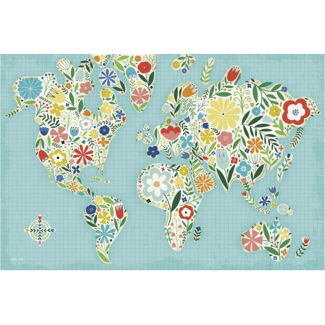 Floral World Blue -Paper Art-38&quotx26"