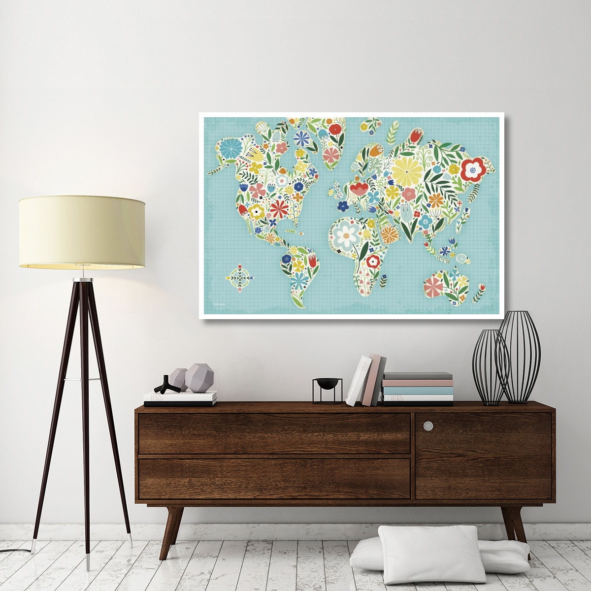 Floral World Blue -Paper Art-62&quotx42"