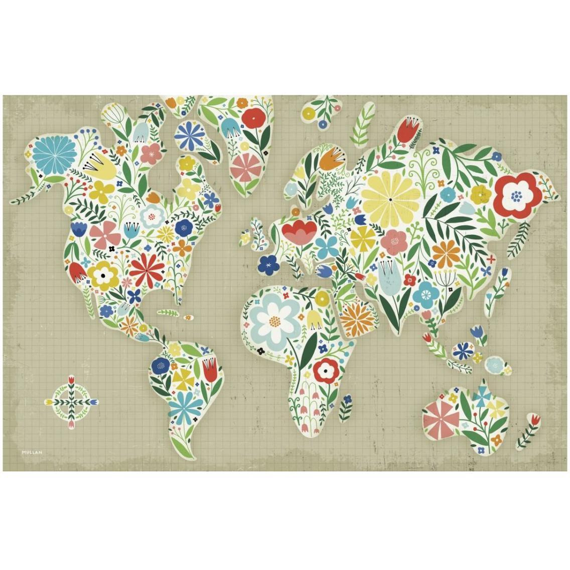 Floral World Tan -Paper Art-32&quotx22"